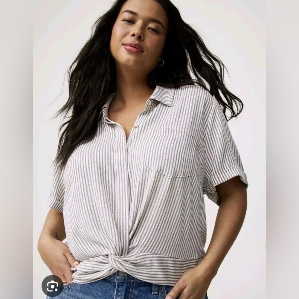Torrid Striped Button Down Shirt